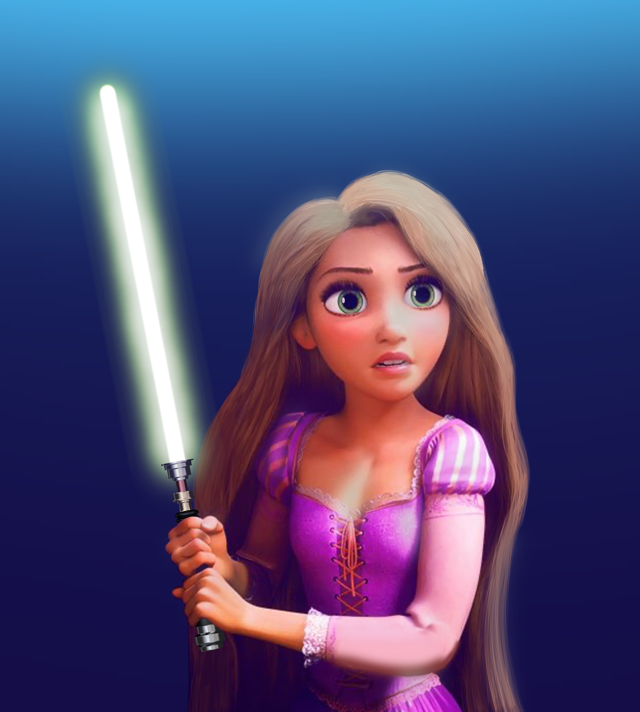 Rapunzel as a Jedi illustration