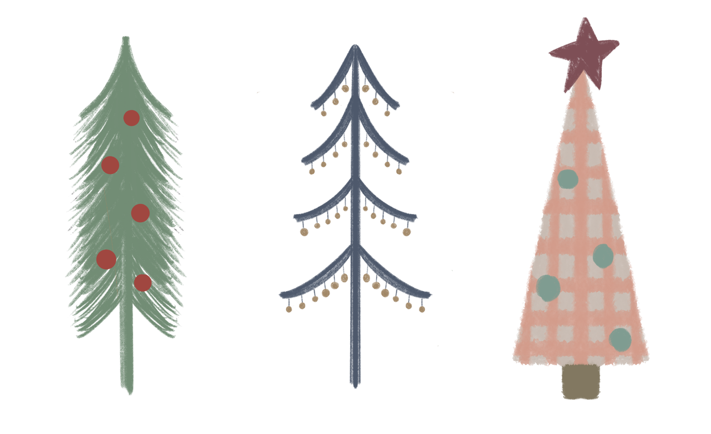Christmas trees illustration