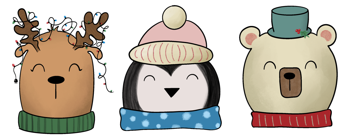 Christmas party animals illustration